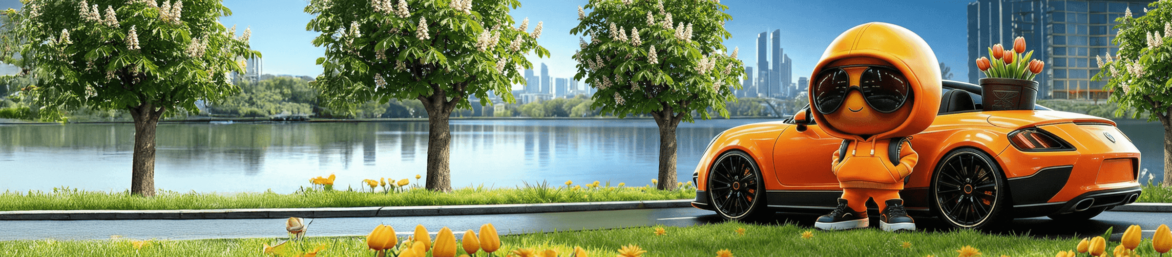 Banner with maskot in winter