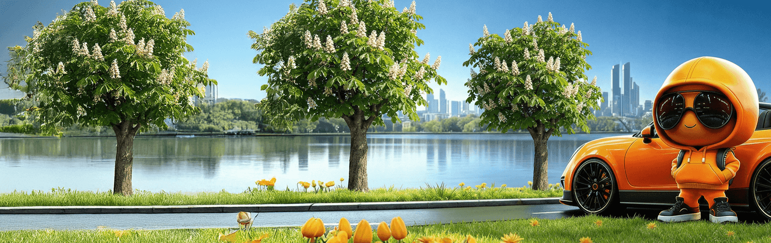 Banner with maskot in winter