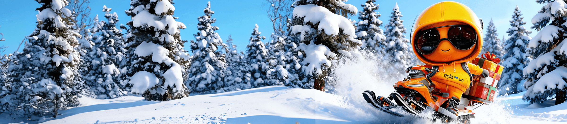 Banner with maskot in winter
